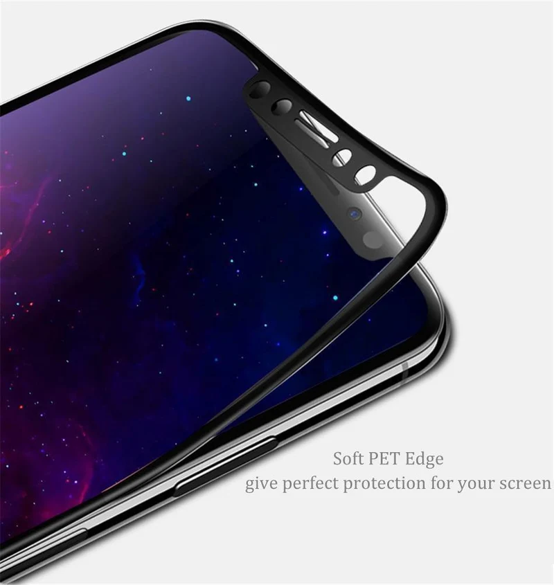 Baseus Displayschutzfolie für iPhone X 8 7 6 S 6S Plus gehärtetes Glas 0.23 mm weiches PET 3D gebogene Schutzglas-Frontfolie