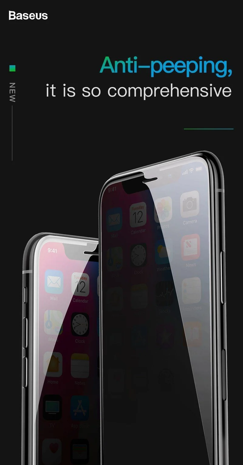 Baseus Privatsphäre Schutz Displayschutzfolie für iPhone Xs Max XR Anti-Peeping Schutzfolie aus gehärtetem Glas für iPhoneXs