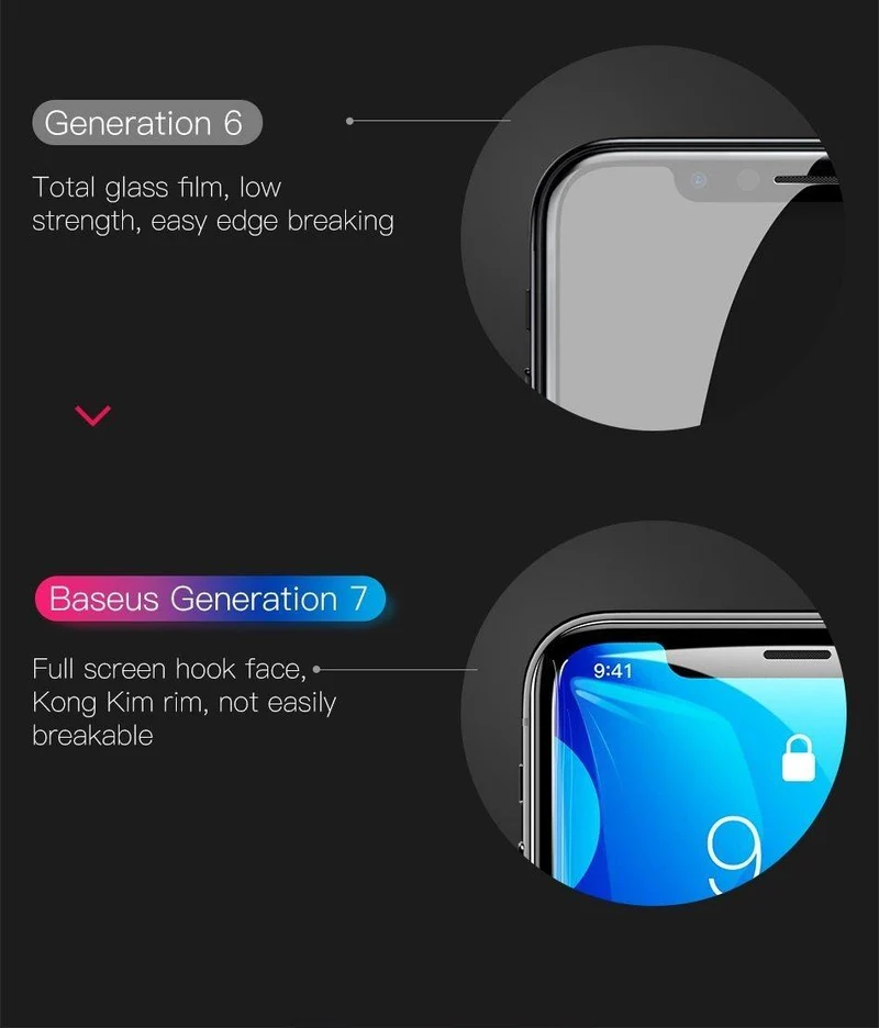 Baseus 0.3mm Displayschutzfolie für iPhone Xs Max Xr Xsmax 3D-Abdeckung aus gehärtetem Glas Schutzglasfolie für iPhoneXs Max iPhoneXr