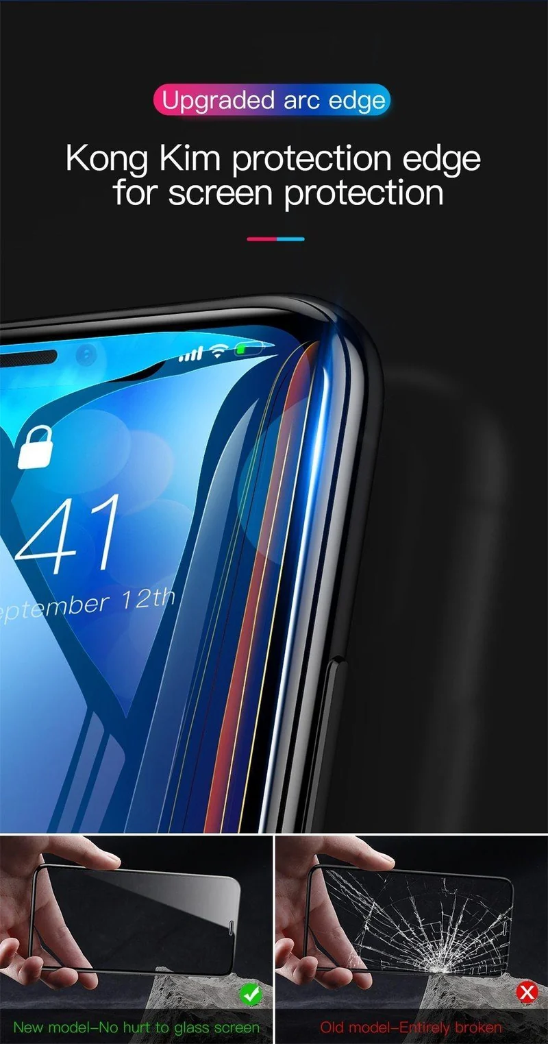 Baseus 0.3mm Displayschutzfolie für iPhone Xs Max Xr Xsmax 3D-Abdeckung aus gehärtetem Glas Schutzglasfolie für iPhoneXs Max iPhoneXr