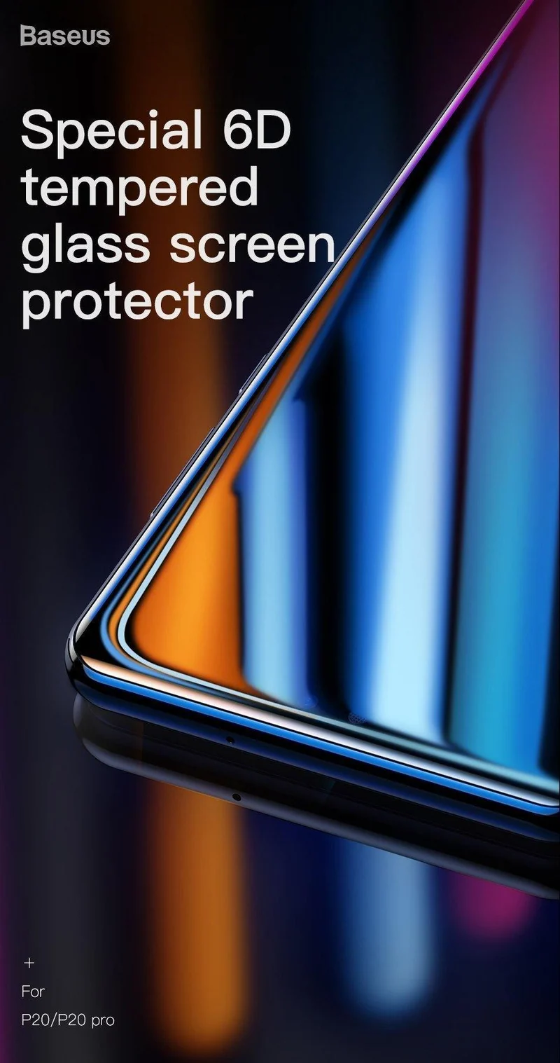 Baseus 0.3 mm 6D gebogener Displayschutz mit vollständiger Abdeckung für Huawei P20 P20 Pro Premium gehärtetes Glas Huawei P20 9H Schutzglas