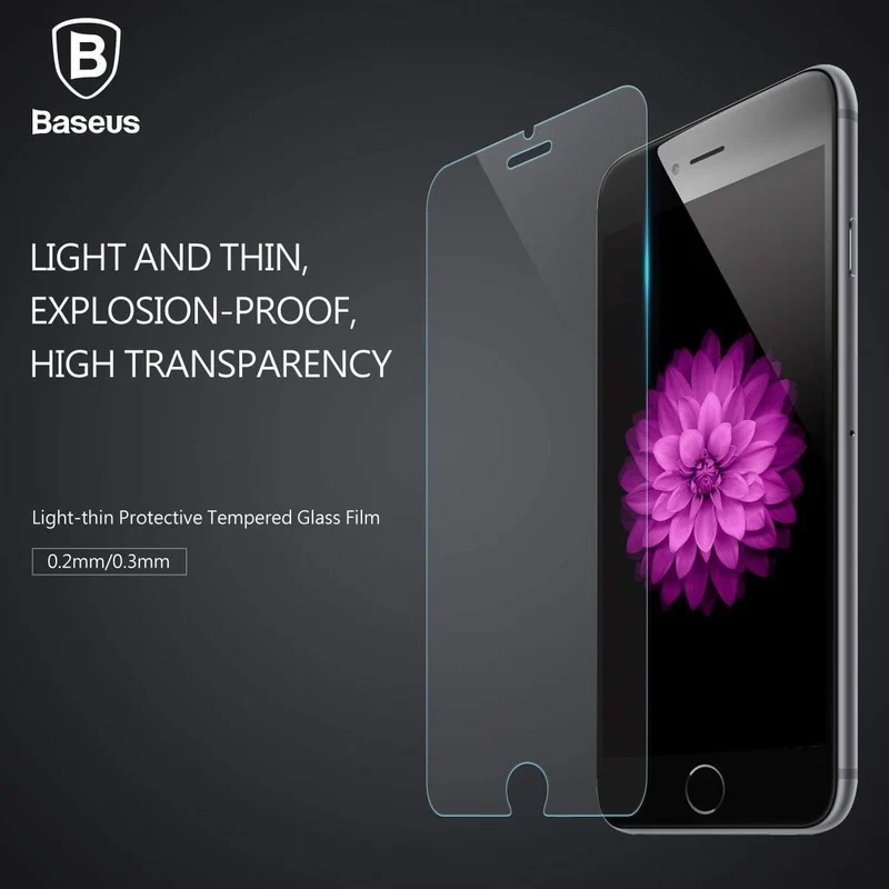Baseus 0.2 und 0.3 MM HD für iPhone 7 Glas-Displayschutz für iPhone 8 7 Plus gehärtetes Glas ultradünne Schutzglasfolie