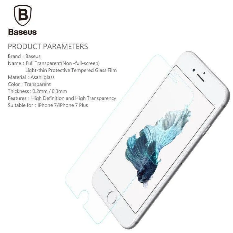 Baseus 0.2 und 0.3 MM HD für iPhone 7 Glas-Displayschutz für iPhone 8 7 Plus gehärtetes Glas ultradünne Schutzglasfolie