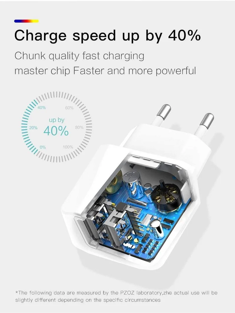 PZOZ USB-Ladegerät 5v2.1a Schnelllade-Reise-EU-Steckeradapter tragbares Wandladegerät Handykabel für iPhone Samsung Xiaomi