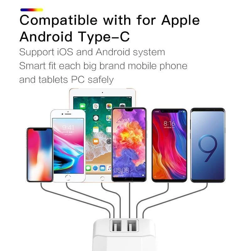 PZOZ USB-Ladegerät 5v2.1a Schnelllade-Reise-EU-Steckeradapter tragbares Wandladegerät Handykabel für iPhone Samsung Xiaomi