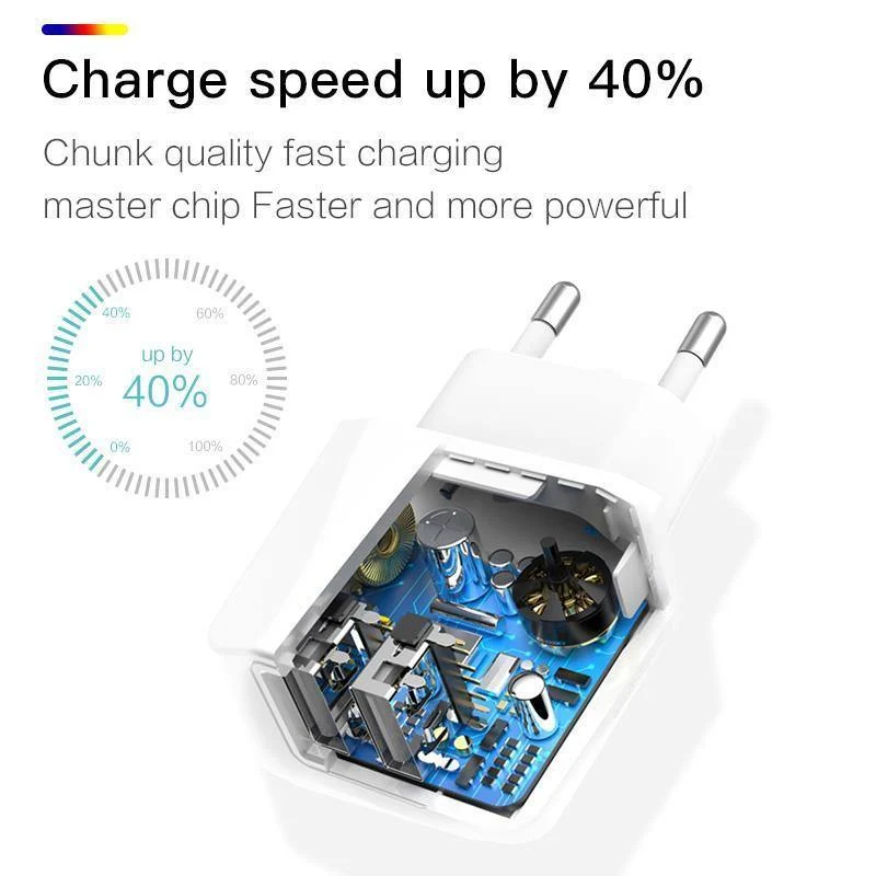 PZOZ USB-Ladegerät 5v2.1a Schnelllade-Reise-EU-Steckeradapter tragbares Wandladegerät Handykabel für iPhone Samsung Xiaomi