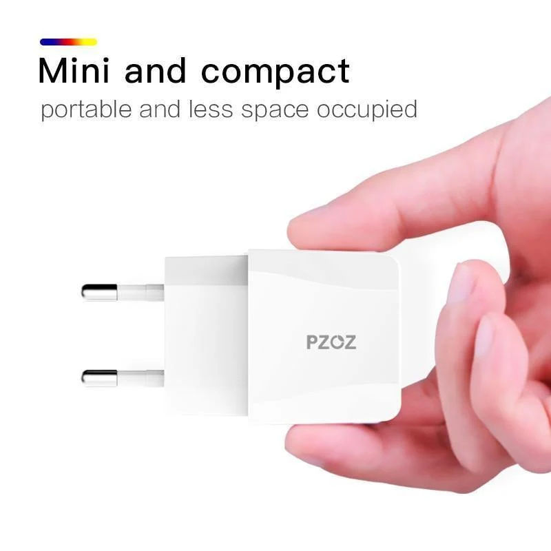 PZOZ USB-Ladegerät 5v2.1a Schnelllade-Reise-EU-Steckeradapter tragbares Wandladegerät Handykabel für iPhone Samsung Xiaomi