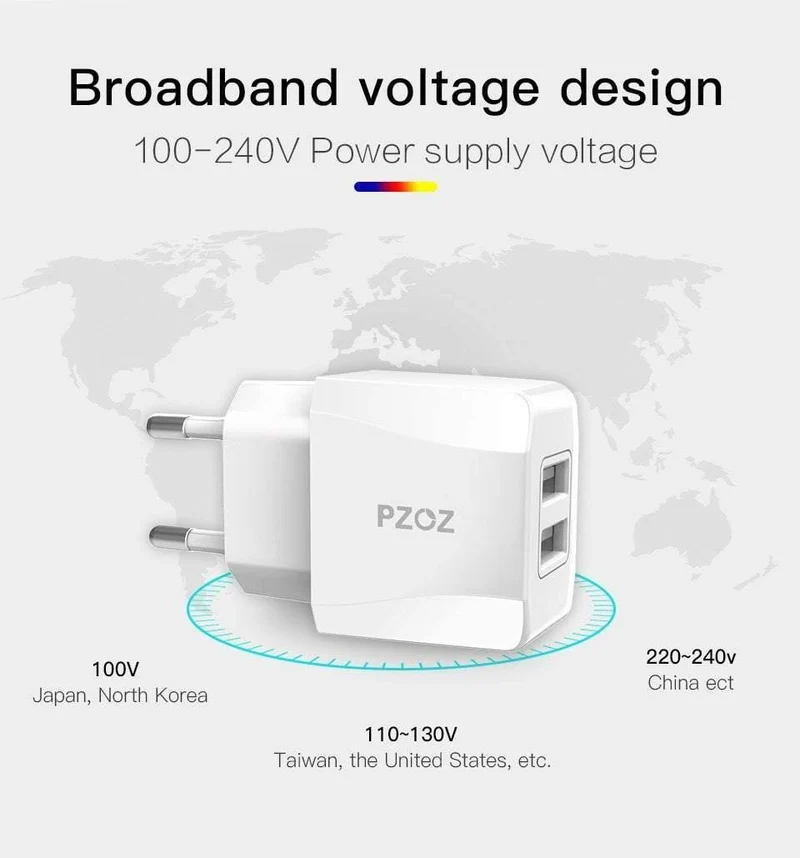 PZOZ USB-Ladegerät 5v2.1a Schnelllade-Reise-EU-Steckeradapter tragbares Wandladegerät Handykabel für iPhone Samsung Xiaomi