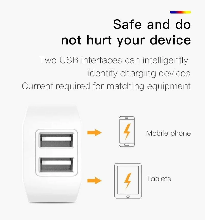 PZOZ USB-Ladegerät 5v2.1a Schnelllade-Reise-EU-Steckeradapter tragbares Wandladegerät Handykabel für iPhone Samsung Xiaomi