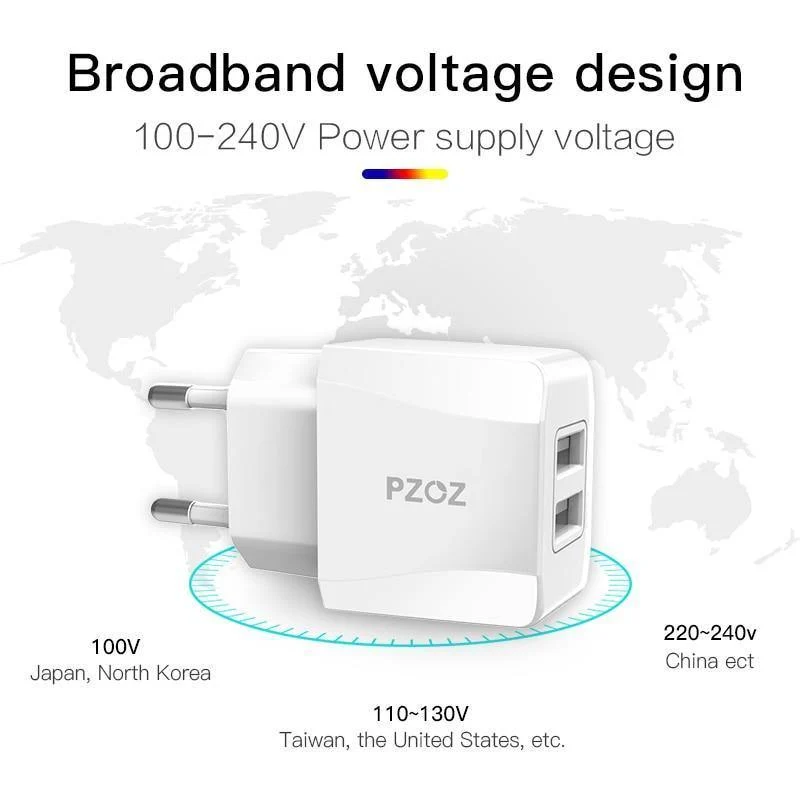 PZOZ USB-Ladegerät 5v2.1a Schnelllade-Reise-EU-Steckeradapter tragbares Wandladegerät Handykabel für iPhone Samsung Xiaomi
