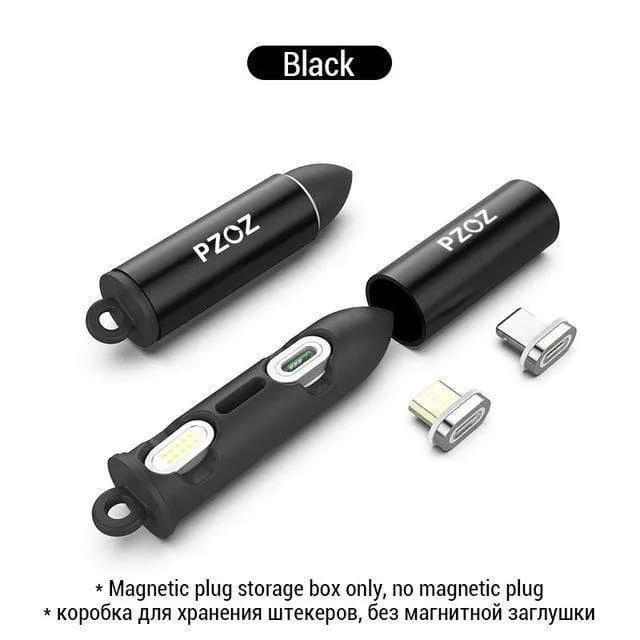 PZOZ Magnetischer Kabelstecker Typ C Micro USB C 8-poliger Schnellladeadapter Telefon MicroUSB Magnet Ladekabelstecker Aufbewahrungsbox Tasche