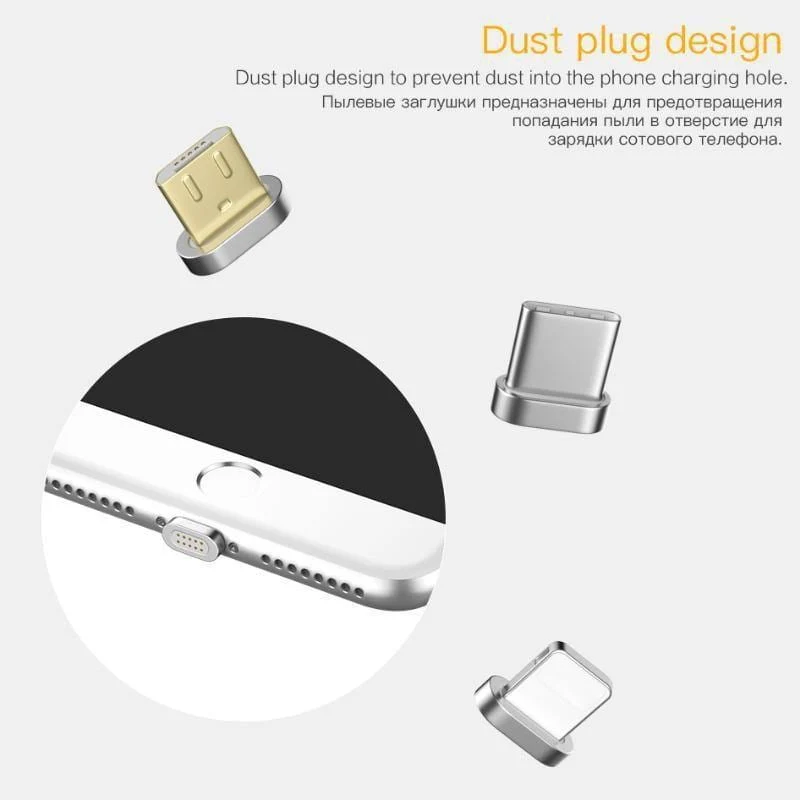 PZOZ Magnetischer Kabelstecker Typ C Micro USB C 8-poliger Schnellladeadapter Telefon MicroUSB Magnet Ladekabelstecker Aufbewahrungsbox Tasche