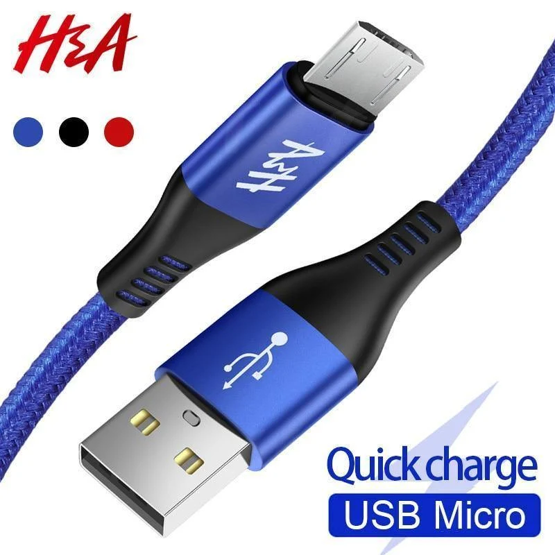 H&A Micro-USB-Kabel, Schnellladekabel, geflochtenes Nylon-USB-Ladegerät für Xiaomi, Huawei, LG, Samsung, USB-Ladekabel