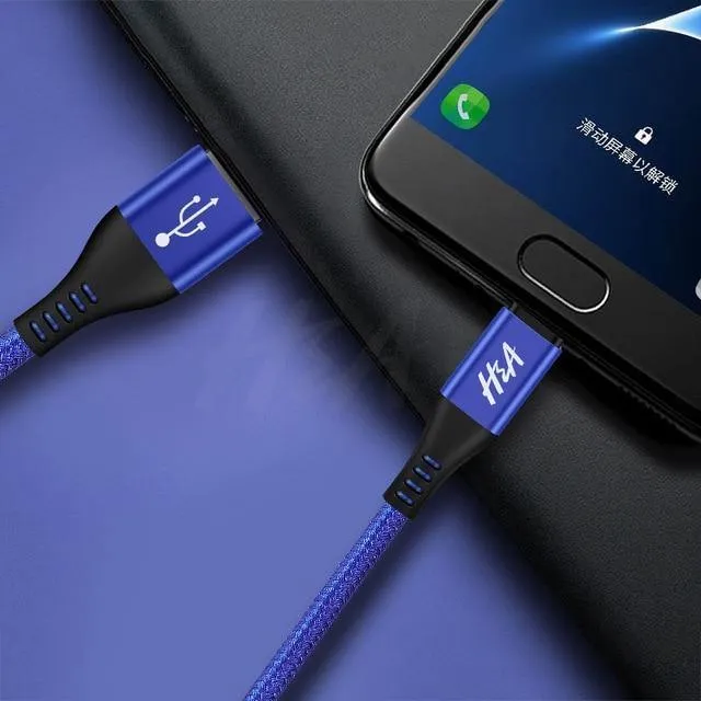 H&A Micro-USB-Kabel, Schnellladekabel, geflochtenes Nylon-USB-Ladegerät für Xiaomi, Huawei, LG, Samsung, USB-Ladekabel