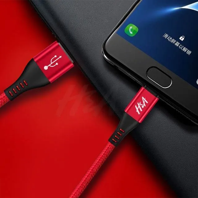 H&A Micro-USB-Kabel, Schnellladekabel, geflochtenes Nylon-USB-Ladegerät für Xiaomi, Huawei, LG, Samsung, USB-Ladekabel