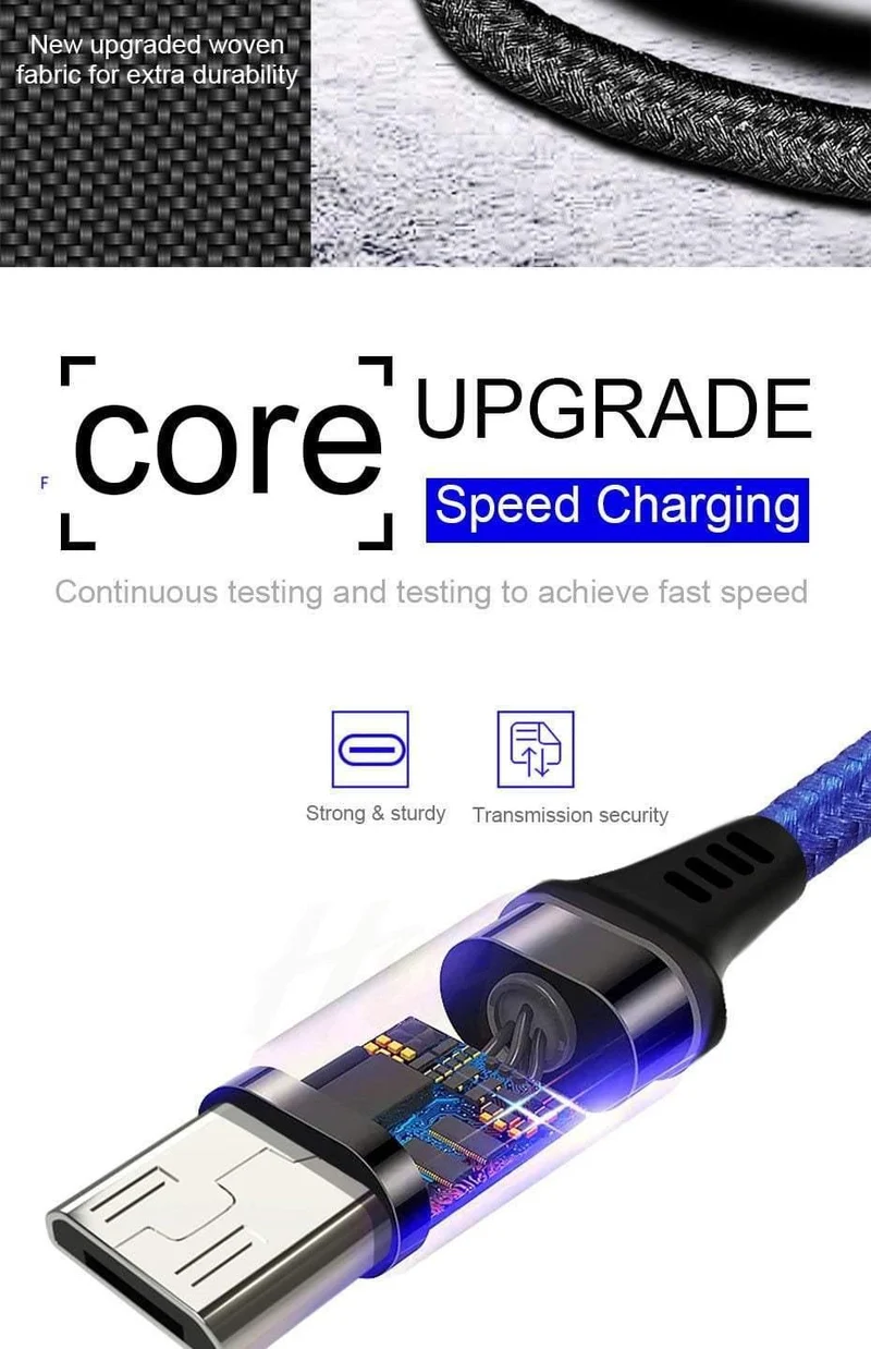 H&A Micro-USB-Kabel, Schnellladekabel, geflochtenes Nylon-USB-Ladegerät für Xiaomi, Huawei, LG, Samsung, USB-Ladekabel