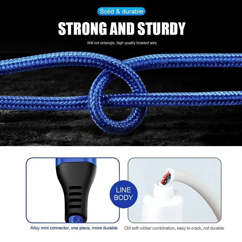 H&A Micro-USB-Kabel, Schnellladekabel, geflochtenes Nylon-USB-Ladegerät für Xiaomi, Huawei, LG, Samsung, USB-Ladekabel