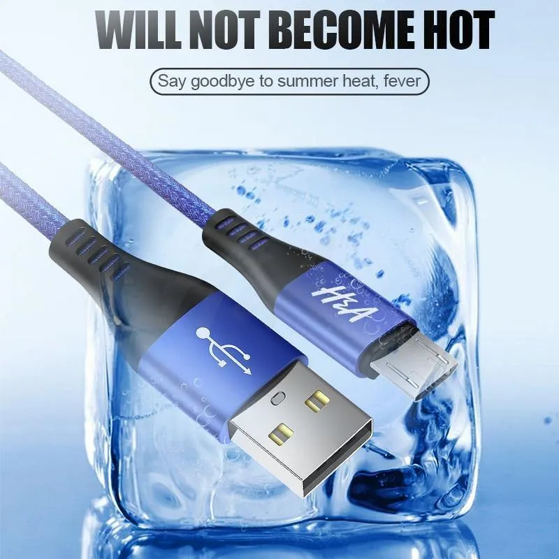 H&A Micro-USB-Kabel, Schnellladekabel, geflochtenes Nylon-USB-Ladegerät für Xiaomi, Huawei, LG, Samsung, USB-Ladekabel