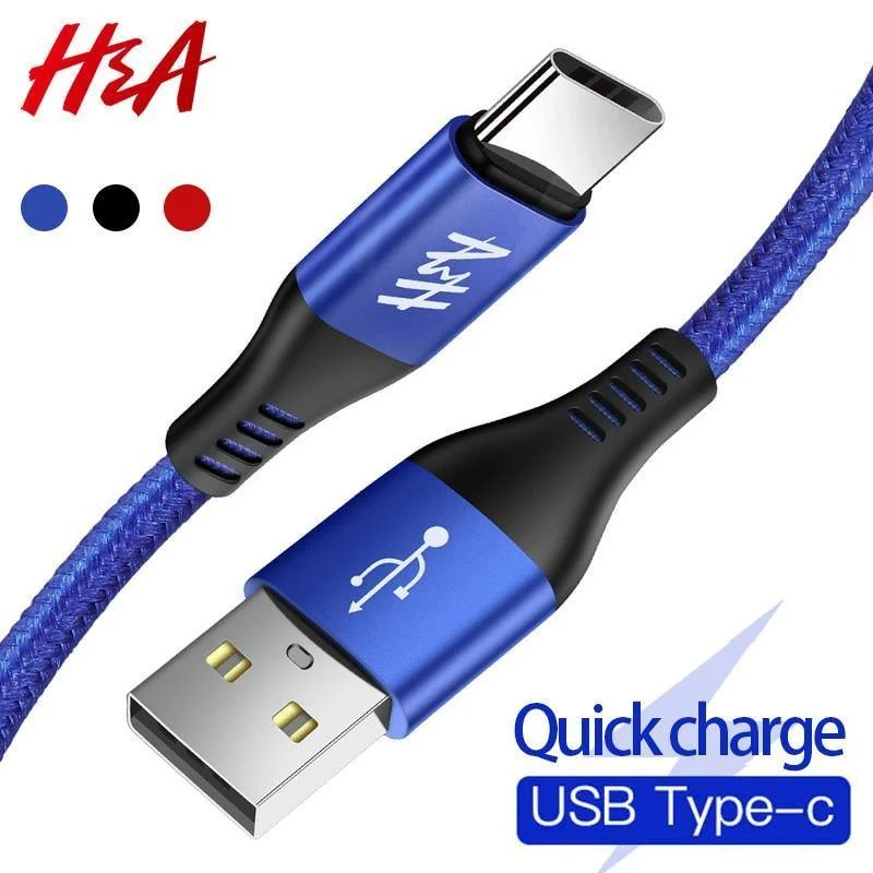 H&A USB Typ-C Kabel Schnellladekabel Datensynchronisationskabel Typ C Kabel für Samsung S9 S8 Note 9 8 Huawei Honor Phone USB-Ladekabel