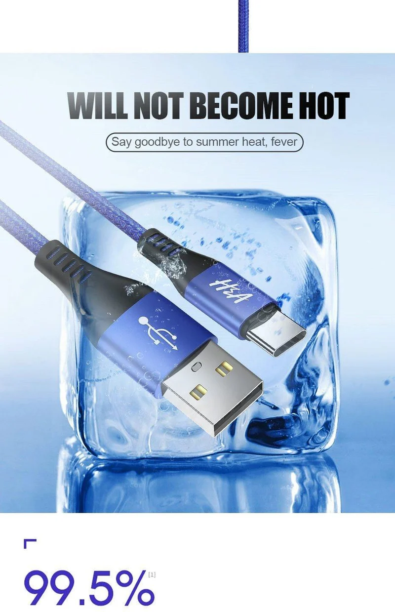 H&A USB Typ-C Kabel Schnellladekabel Datensynchronisationskabel Typ C Kabel für Samsung S9 S8 Note 9 8 Huawei Honor Phone USB-Ladekabel