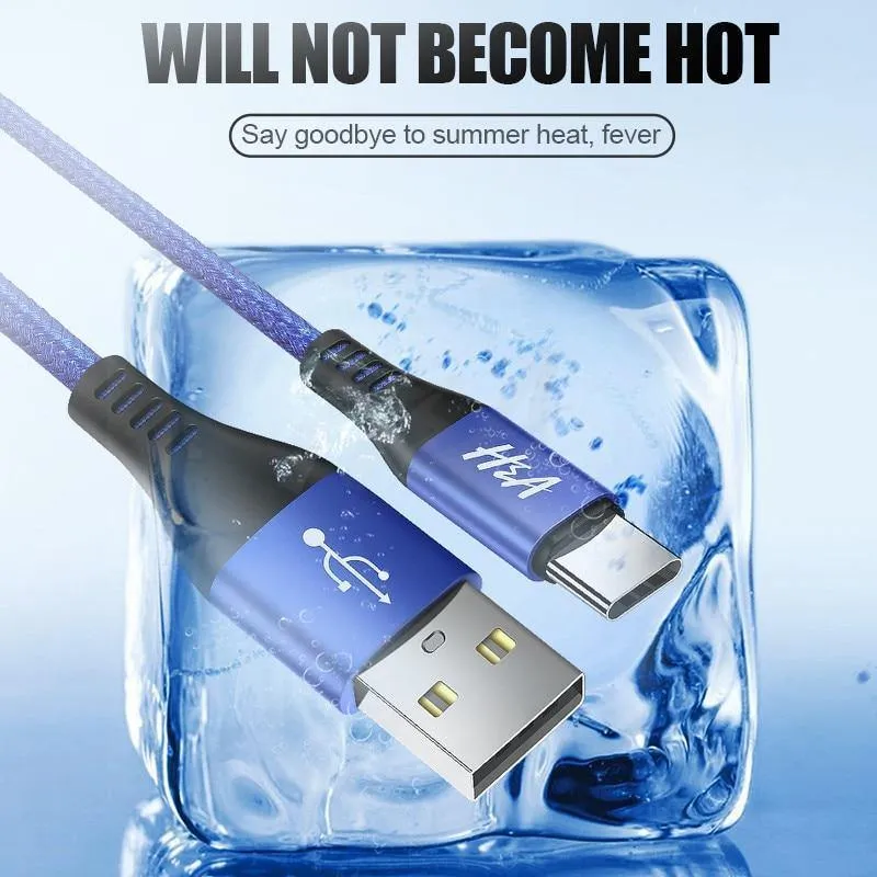 H&A USB Typ-C Kabel Schnellladekabel Datensynchronisationskabel Typ C Kabel für Samsung S9 S8 Note 9 8 Huawei Honor Phone USB-Ladekabel