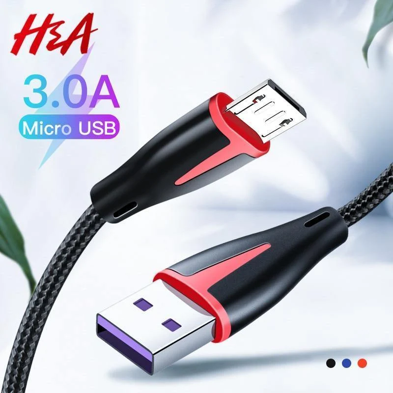H&A Micro-USB-Kabel 3A Schnellladekabel Micro-USB-Ladekabel für Samsung S7 S6 Xiaomi Redmi Note 5 4 Tablet Android-Telefon Micro