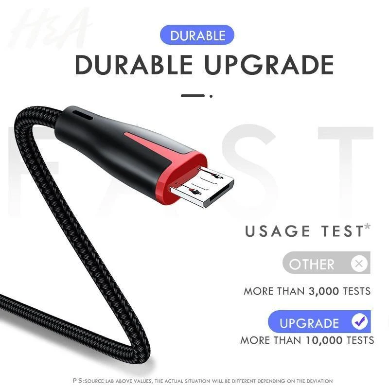 H&A Micro-USB-Kabel 3A Schnellladekabel Micro-USB-Ladekabel für Samsung S7 S6 Xiaomi Redmi Note 5 4 Tablet Android-Telefon Micro