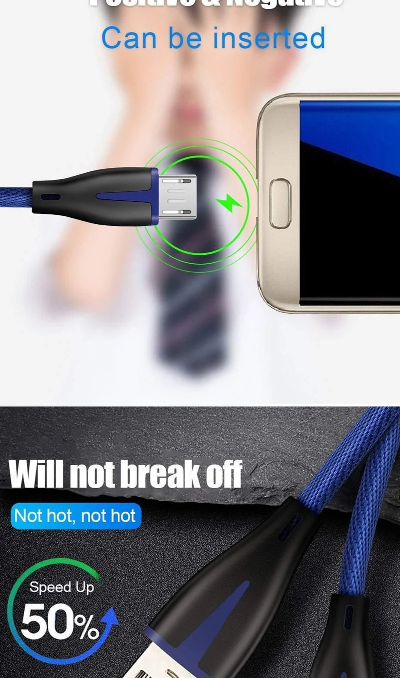 H & A Fashion Schnellladung Micro USB Kabel für Samsung Xiaomi Redmi Huawei USB Ladegerät für Android System Handy Datenkabel