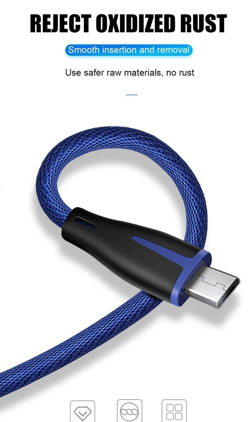 H & A Fashion Schnellladung Micro USB Kabel für Samsung Xiaomi Redmi Huawei USB Ladegerät für Android System Handy Datenkabel