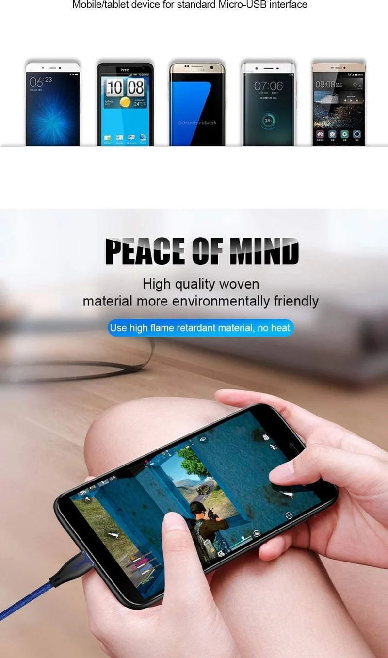 H & A Fashion Schnellladung Micro USB Kabel für Samsung Xiaomi Redmi Huawei USB Ladegerät für Android System Handy Datenkabel