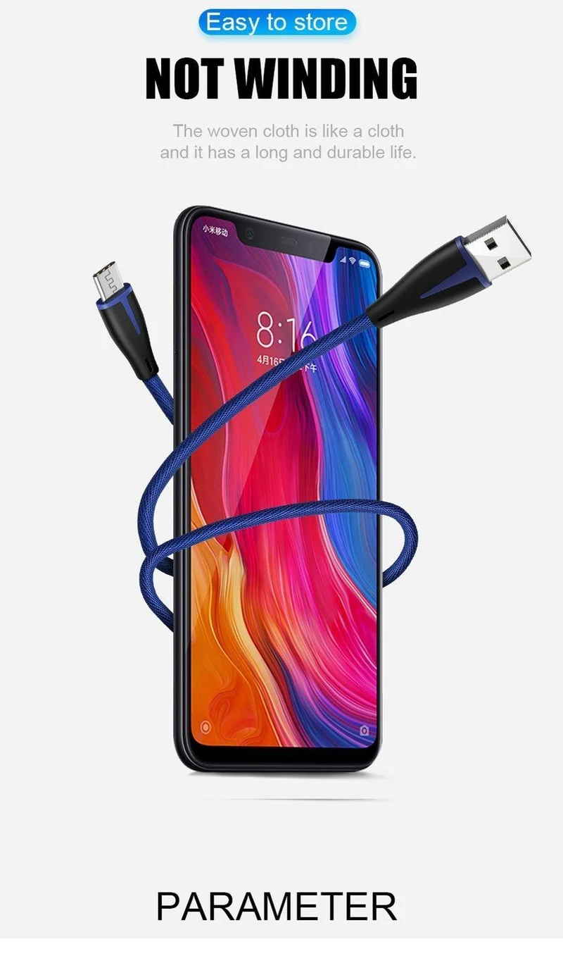 H & A Fashion Schnellladung Micro USB Kabel für Samsung Xiaomi Redmi Huawei USB Ladegerät für Android System Handy Datenkabel