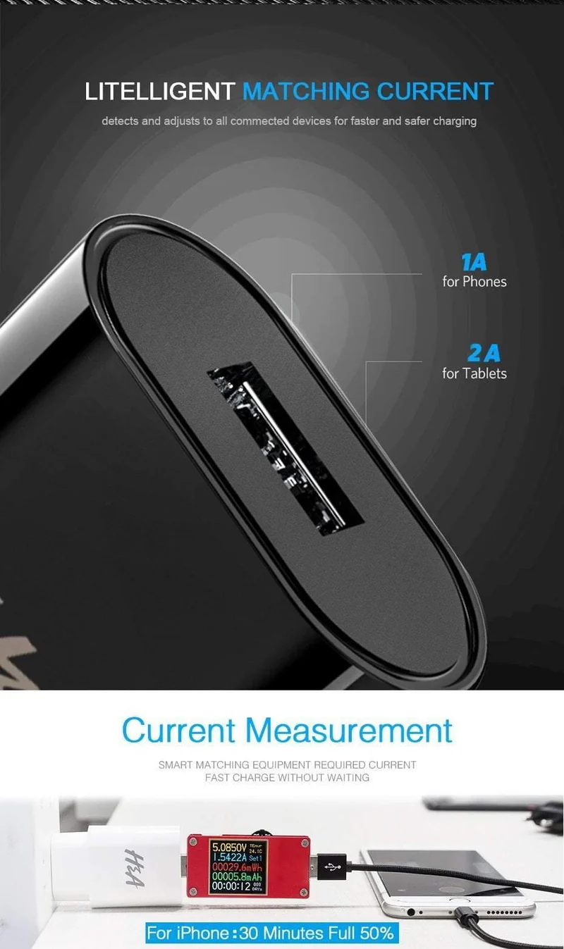 H&A Universelles tragbares USB-Ladegerät EU-Handy-Ladegerät Wandadapter Reiseladegerät USB-Kabel für Huawei für Samsung S9 S8