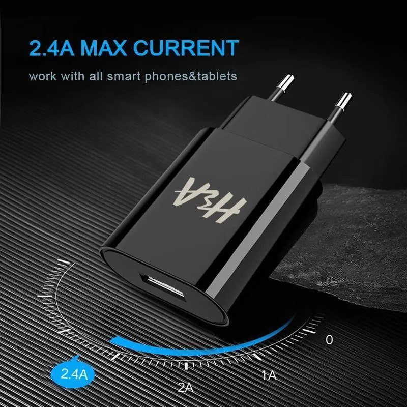 H&A Universelles tragbares USB-Ladegerät EU-Handy-Ladegerät Wandadapter Reiseladegerät USB-Kabel für Huawei für Samsung S9 S8