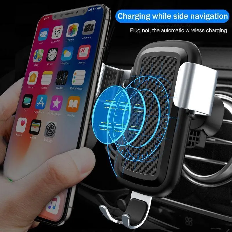 H&A Qi Wireless Charger Autohalterung für iPhone X 10 für Samsung S8 S9 Schnelle Autohalterung Wireless Charging Telefonhalter Ständer Ladegerät