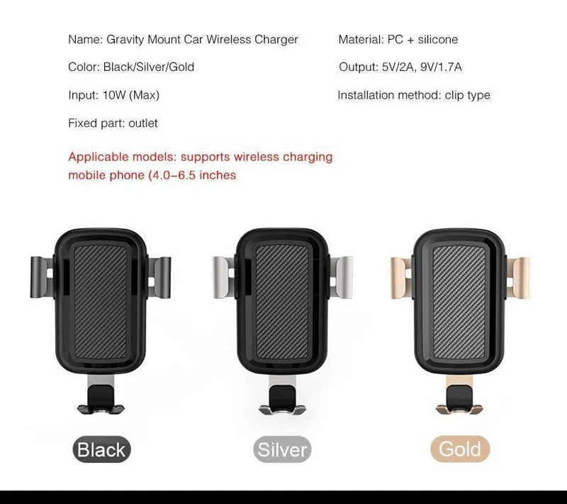 H&A Qi Wireless Charger Autohalterung für iPhone X 10 für Samsung S8 S9 Schnelle Autohalterung Wireless Charging Telefonhalter Ständer Ladegerät