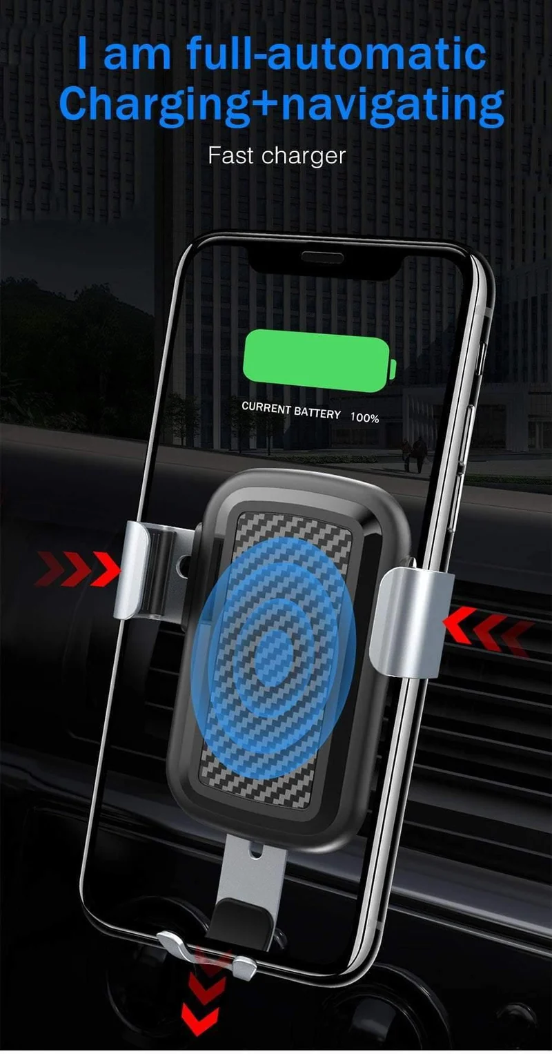 H&A Qi Wireless Charger Autohalterung für iPhone X 10 für Samsung S8 S9 Schnelle Autohalterung Wireless Charging Telefonhalter Ständer Ladegerät