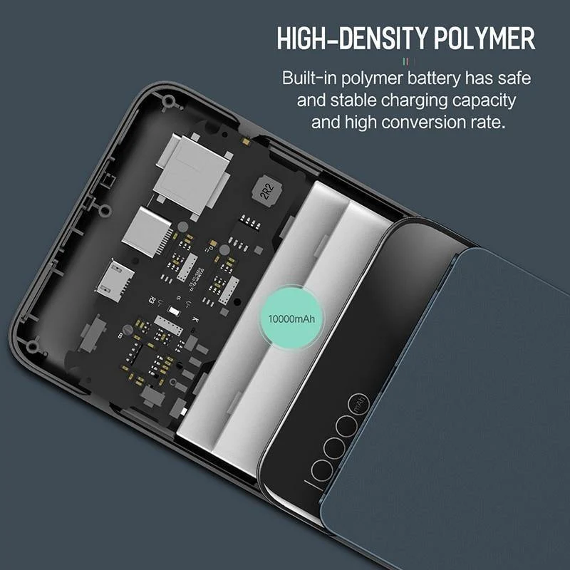Digitalanzeige LCD Power Bank für Xiaomi Mi, ROCK Tragbare 10000 mAh Power Bank Telefon Externer Akku Powerbank 10000 mAh