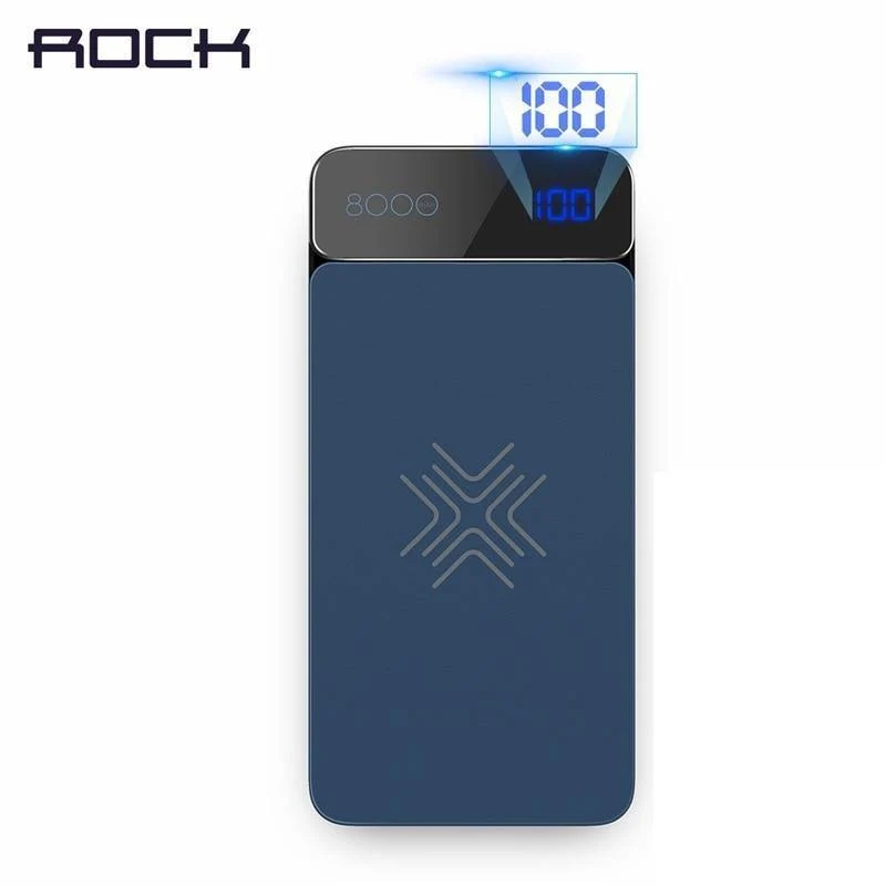 ROCK Wireless Charging Externer Akku PowerBank 8000mah LCD Wireless Charger Energienbank für iPhone X Xr Xs max