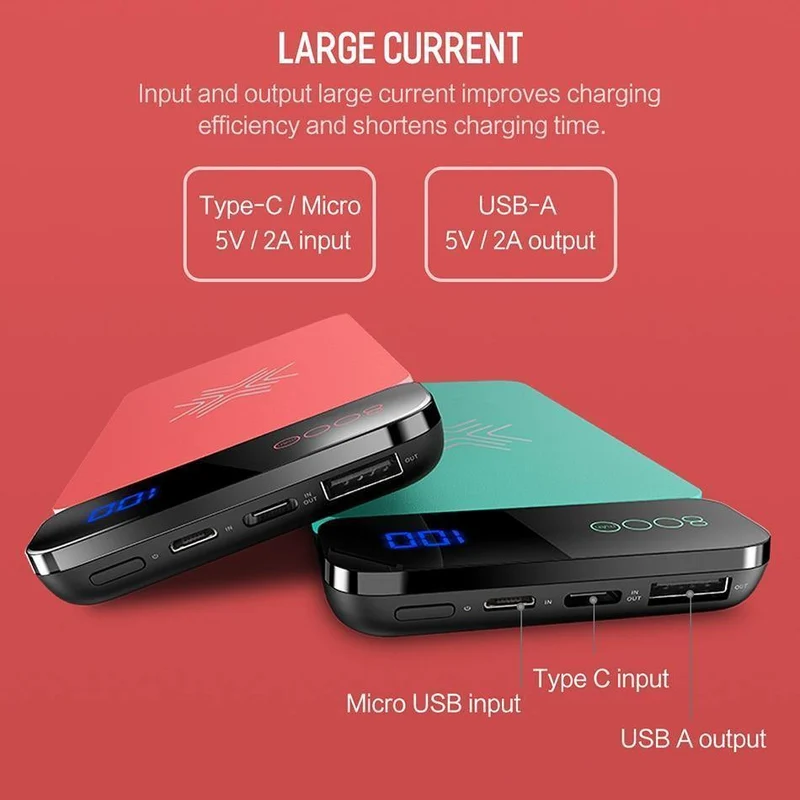 ROCK Wireless Charging Externer Akku PowerBank 8000mah LCD Wireless Charger Energienbank für iPhone X Xr Xs max