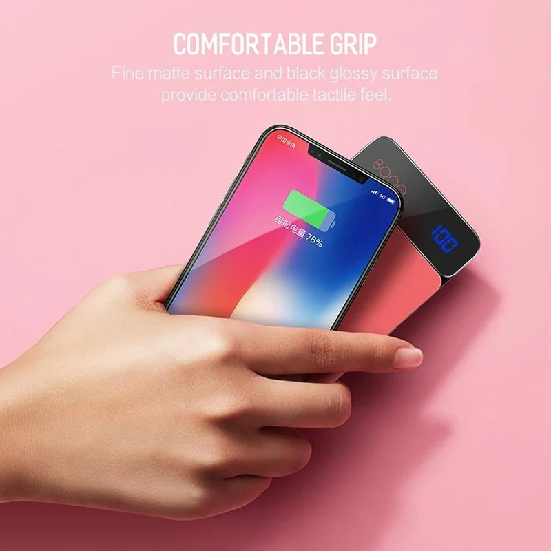 ROCK Wireless Charging Externer Akku PowerBank 8000mah LCD Wireless Charger Energienbank für iPhone X Xr Xs max