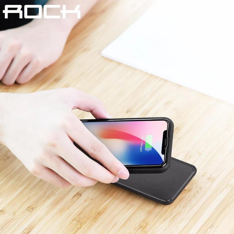 ROCK QI 5000 mAh Kabellose Power Bank Hülle für iPhone X, Ultra Slim Externe Backup-Akku-Ladehülle für iPhone X