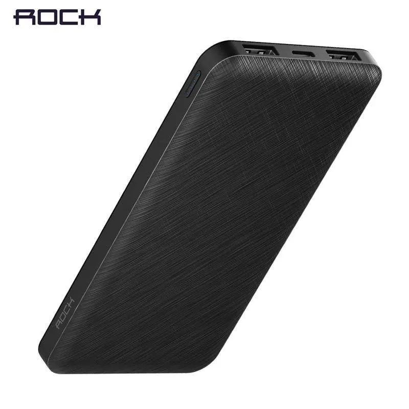 ROCK Slim 10000 mAh Powerbank, tragbare Powerbank Batterieleistungsbank 10000mAh mit LED-Licht für Handy für ultradünne