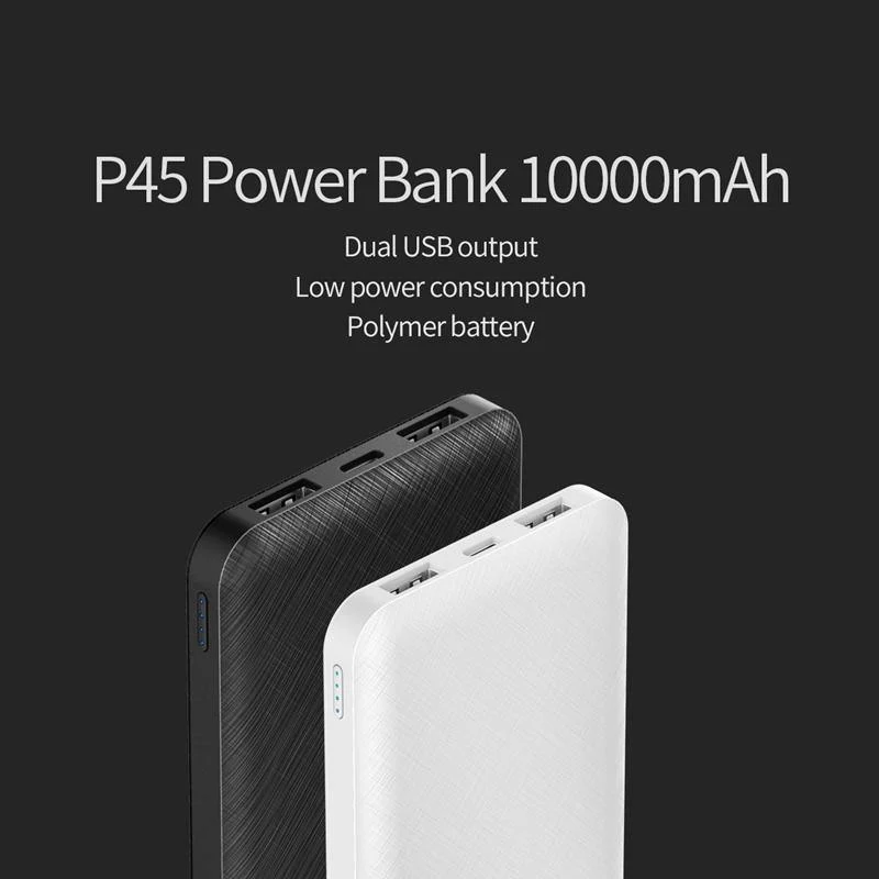 ROCK Slim 10000 mAh Powerbank, tragbare Powerbank Batterieleistungsbank 10000mAh mit LED-Licht für Handy für ultradünne