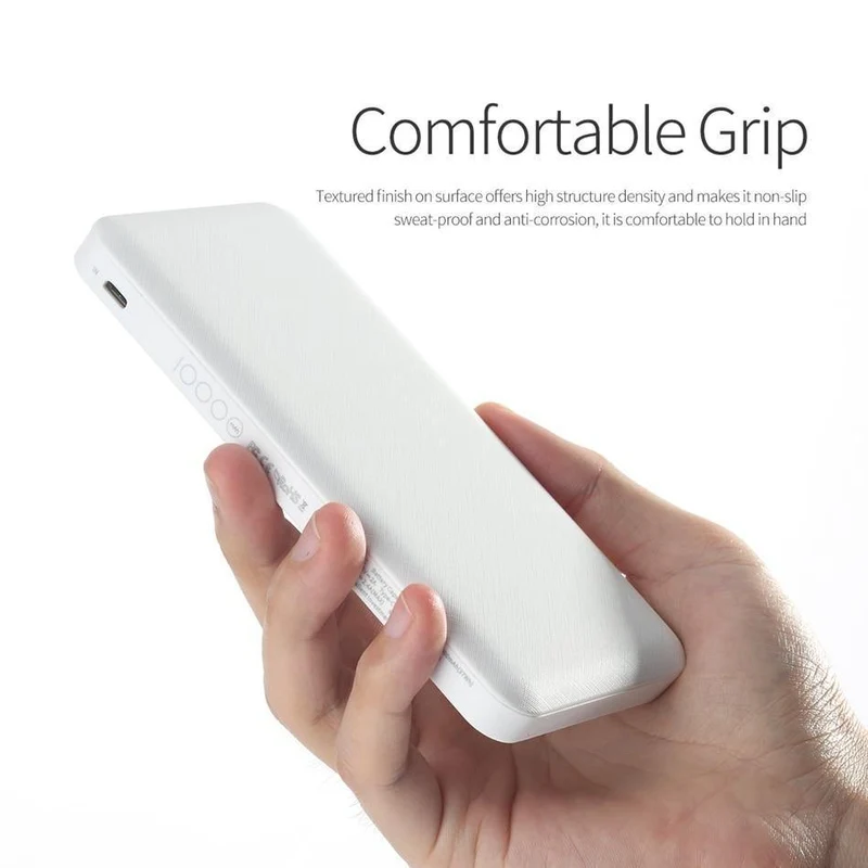 ROCK Slim 10000 mAh Powerbank, tragbare Powerbank Batterieleistungsbank 10000mAh mit LED-Licht für Handy für ultradünne