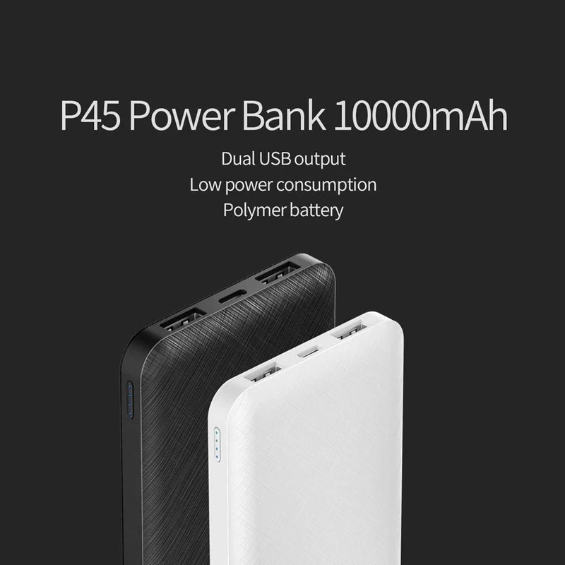 ROCK Slim 10000 mAh Powerbank, tragbare Powerbank Batterieleistungsbank 10000mAh mit LED-Licht für Handy für ultradünne