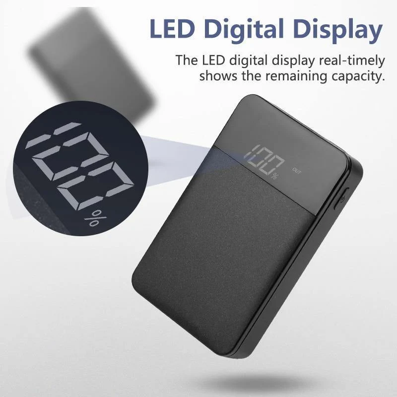 ROCK Mini 10000mAh Power Bank mit Digitalanzeige Dual USB Externer Akku PoverBank Powerbank für iPhone XS Max Xiaomi