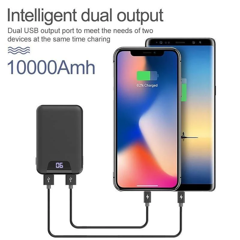 ROCK Mini 10000mAh Power Bank mit Digitalanzeige Dual USB Externer Akku PoverBank Powerbank für iPhone XS Max Xiaomi