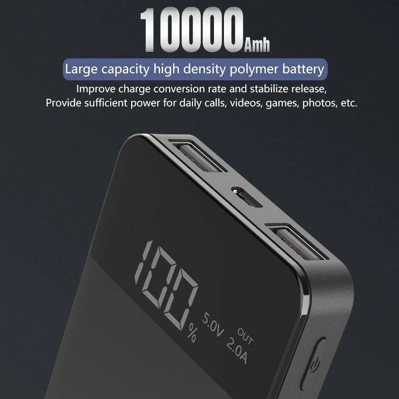ROCK Mini 10000mAh Power Bank mit Digitalanzeige Dual USB Externer Akku PoverBank Powerbank für iPhone XS Max Xiaomi