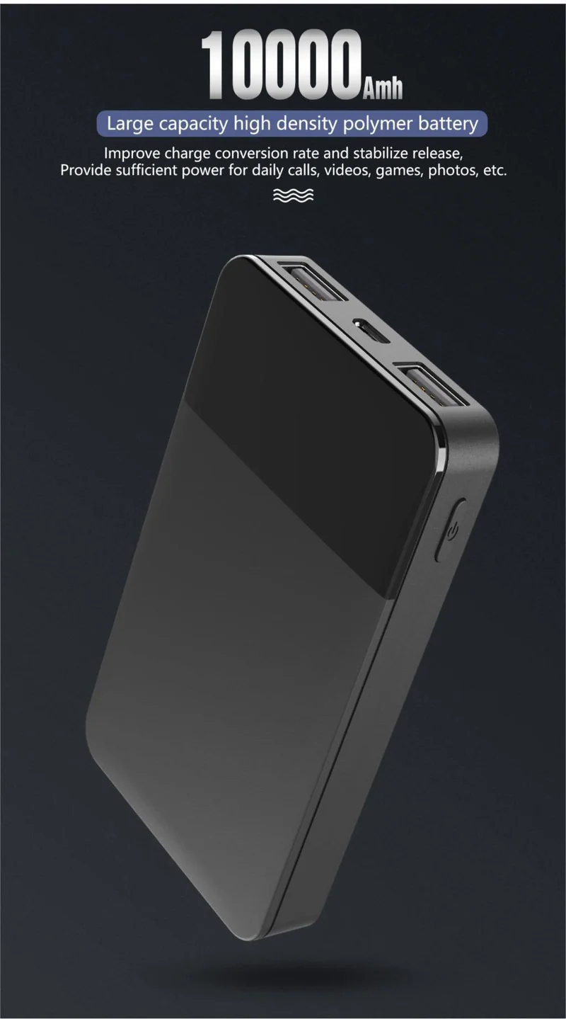 ROCK Mini 10000mAh Power Bank mit Digitalanzeige Dual USB Externer Akku PoverBank Powerbank für iPhone XS Max Xiaomi