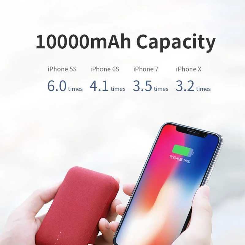 ROCK Mini Power Bank 10000 mAh Externes Akkuladegerät Tragbares Ladegerät Dual USB Powerbank für iPhone X Samsung Xiaomi